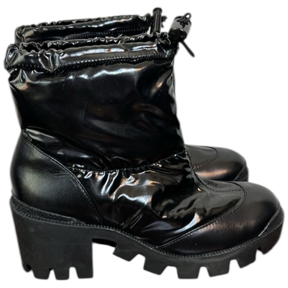Schutz Joseane Nylon Shiny Patent Chunky Lug Sole Bootie Size 5